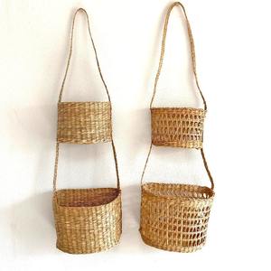 Cesta de frutas de hierba marina tejida, cestas colgantes de hierba marina, contenedor funcional para almacenamiento de verduras - Product Image 3
