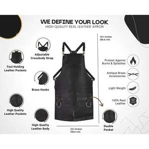 Delantal de soldadura de cuero resistente Cuero resistente al fuego Logotipo personalizado Impreso Delantal de soldador Premium - Product Image 5