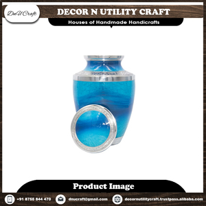 โกศสีน้ำเงินขอบเงิน ดีไซน์ปรับแต่งได้ ขนาดสำหรับผู้ใหญ่ - Product Image 2