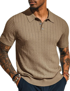 Polo de punto de estilo Old Money para hombre, camisa de punto ahuecada de manga corta, Polo de punto con textura - Product Image 5