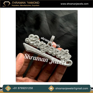 Colgante personalizado de plata 925 estilo Hip Hop para hombre, collar de diamantes de moissanita con letras ostentosas para longevidad, chapado en oro, elegante helado - Product Image 2