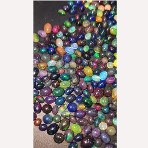 672ชิ้นโอปอลสีดำจากเอธิโอเปียธรรมชาติพร้อมด้วยไฟ6x4มม. 7x5มม. ทรงรี Cabochon 317 CTS iroc หลวมลดการขายพลอย CAB เรา $159สำหรับทุกคน - Product Image 1