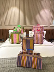 Custom Eco-Friendly Fashion High Quality Reusable Zipper Plastic Woven Striped Shopping Bag Handloom Made Recycled Nylon Market - Product Image 5