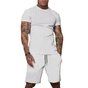 Conjunto de camisa de pantalones cortos con estilo de diseño personalizado 100% conjuntos de Camiseta de cuello redondo de algodón conjunto de pantalones cortos transpirables de alta calidad para hombres - Product Image 2