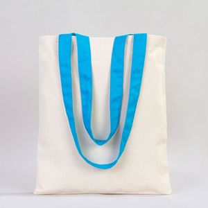Turquoise Handles 100% Cotton Canvas <b>Purse</b> <b>Medium</b> Size-14 X 16 Inches 10 oz for Daily Use Advertising Foods Heat Transfer - Product Image 6