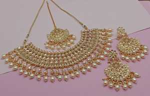 Conjunto de joyas chapadas en oro Kundan tradicional indio y conjunto de collar de cobre para mujeres y niñas accesorios indios joyería Mujer - Product Image 6