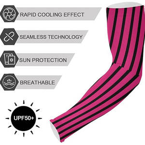 Mangas de brazo de rayas abstractas negras y rosas 1 par, Mangas de brazo de refrigeración largas con protección UV para hombres y mujeres - Product Image 5