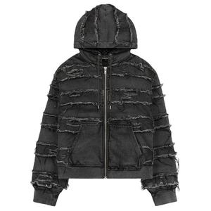 Sweat à capuche personnalisé 100% coton pour homme, en molleton français vintage, délavé à l'acide, brodé, court, écologique pour l'hiver - Product Image 2