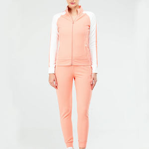 ชุดเสื้อผ้ากีฬาสีชมพูแวววาวของผู้หญิงชุดวอร์มกางเกงสเวตเตอร์ทรงตรงเข้ารูปปักลายตัวอักษร2ชิ้น - Product Image 5