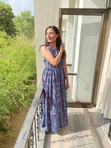 Robe Maxi d'été décontractée à imprimé floral bohème pour femmes robe mi-longue tissée écologique - Product Image 6