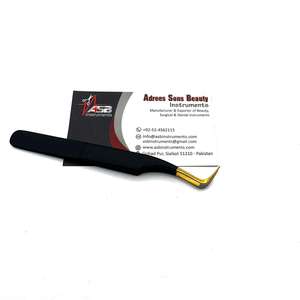Pinzas para Extensión de Pestañas al por Mayor, Negras y Doradas, de Acero Inoxidable, Pinzas con Punta Dorada Personalizable, Servicio OEM - Product Image 5