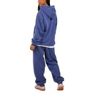 2024 New Winter Solid 100% Cotton Breathable Hoodies and Sweatpants Sets Training & Jogging Wear Streetwear Custom - Product Image 4