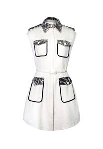 Bon prix Robes décontractées pour femmes avec poches à la ceinture Kenzie Robe trapèze 75% coton 25% lin Vêtements pour femmes Usine blanche - Product Image 4