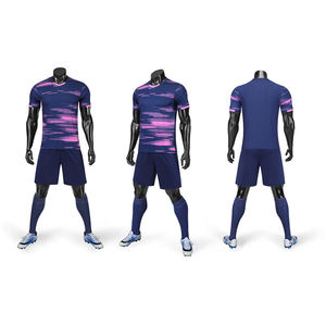 Nouvel arrivage de maillots de football couleur unique combinaison d'entraînement maillots de football pour hommes uniforme à manches courtes et uniforme short - Product Image 6