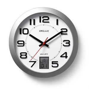 UNILUX Instinct <b>Modern</b> Living Room <b>Wall</b> <b>Clock</b> 30.5cm Diameter Plastic Metallic Grey Analog Quartz Silent - Product Image 3