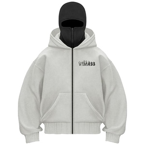 Sudaderas con capucha de cara completa personalizadas con diseño de ropa de calle de gran tamaño bordado personalizado invierno 100% algodón - Product Image 3