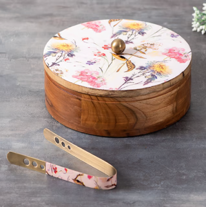 Ustensiles de cuisine élégants de haute qualité Chapati Roti Box en bois et acier avec couvercle détachable et pince Stockage et récipient pour aliments - Product Image 2