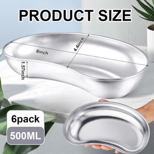 6 uds bandeja de riñón de acero inoxidable 8 ''bandeja mediana en forma de riñón reutilizable instrumentos de laboratorio Dental Sutur Kit instrumento médico - Product Image 2