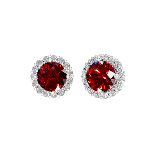 Pendientes de tuerca de rubí 925 Plata oro blanco precio barato comprar a granel al por mayor personalizado OEM ODM Halo diseño de lujo joyería de fiesta para mujer - Product Image 2