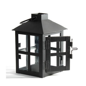Vajilla Centro de mesa Decoración Linterna de metal Recubierto de polvo negro Linterna interior y exterior a precio mayorista - Product Image 1