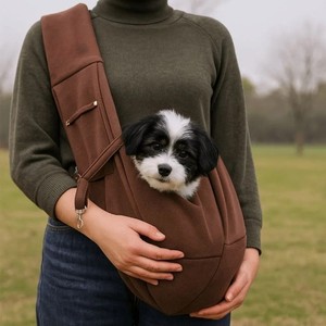 Sac de transport souple vert olive pour animaux de compagnie avec doublure à carreaux et fermeture éclair, pour chats et chiens jusqu'à 10 kg - Product Image 2