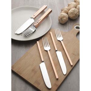 Nuevo mango redondo grueso de Metal brillante, acero inoxidable, plateado real, cubiertos, cuchara, tenedor y cuchillo, juego de cubiertos - Product Image 3