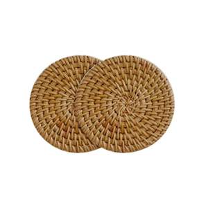 American Style Round Shape Handmade Rattan Coaster in <b>Table</b> Coaster for <b>Dinner</b> Home Decor Accessories - Product Image 2