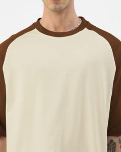 T-shirt surdimensionné en bloc de couleur 100% coton de haute qualité pour hommes coupe ample logo imprimé personnalisé T-shirt pour hommes lourds - Product Image 4