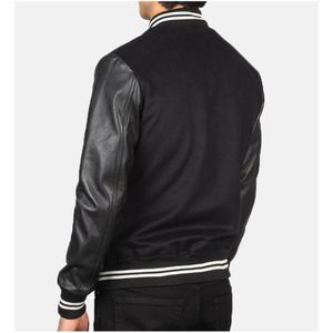 College Baseball jacket for men Hot Sale OEM Custom Embroidered Stand Collar Sweatshirts Fleece Varsity Jackets - Product Image 5