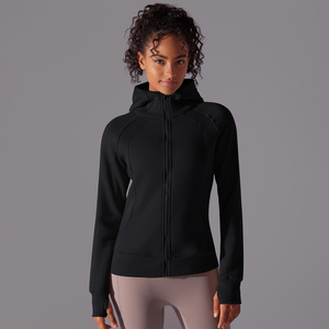 Veste de sport épaisse et chaude pour femmes nouvelle couleur unie décontracté en plein air Yoga formation Fitness veste épaissie sweats à capuche chauds pull - Product Image 4