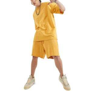 Survêtement d'été jaune unisexe 100% coton, surdimensionné, taille plus, personnalisable, pour homme, MADE BY BS 2027 - Product Image 3