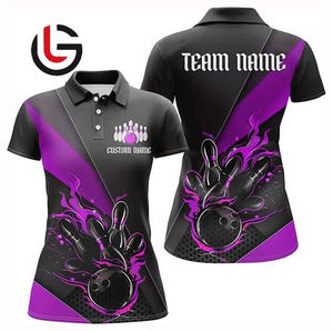 Polo de bolos con estampado personalizado para mujer, ropa deportiva de nuevo diseño, 100% poliéster Spandex, 180 gramos de peso, sublimado, nombre propio del equipo - Product Image 6