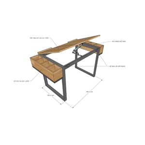 Escritorio de Dibujo Contemporáneo DD68005 con Estructura Metálica y Superficie de Vidrio - Product Image 3