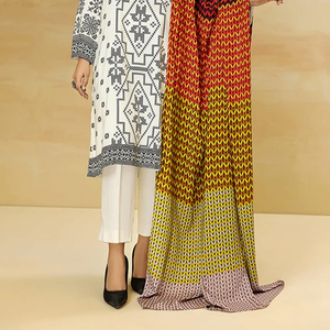Women Cotton <b>Silk</b> Long <b>Kurta</b> Shalwar Kameez Suit Printed Bottom Quick Dry Lightweight Dupatta for Casual Comfortable Daily - Product Image 6