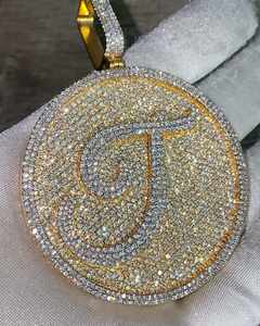 Rond & Baguette Coupe VVS Moissanite Diamant Pendentif Hip-Hop Bijoux Pendentif Cadeau De Mariage Pour Hommes Argent Sterling 925 - Product Image 3