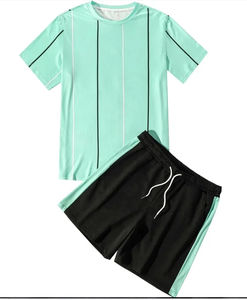 Ensemble court homme personnalisé avec logo imprimé, 100% coton, t-shirt à manches courtes et short, vêtements homme, ensemble court 2 pièces homme - Product Image 2