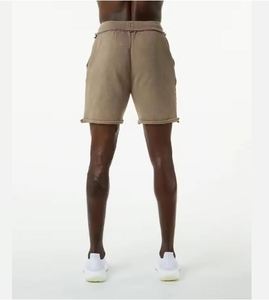 Street Wear Acid Washed and Worn Out Pants Male Loose Solid Color Thread Stitching Hip Hop Terry Shorts with Custom logos - Product Image 4