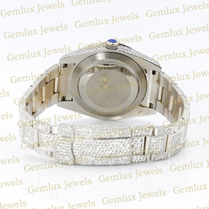 Nouveautés Montre Hip Hop en acier inoxydable avec diamant D VVS Moissanite pour hommes, entièrement blanche, avec date automatique, entièrement glacée - Product Image 5