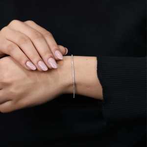 Brazalete de Tenis Minimalista con Diamantes Redondos de Laboratorio, Accesorio de Moda - Product Image 3