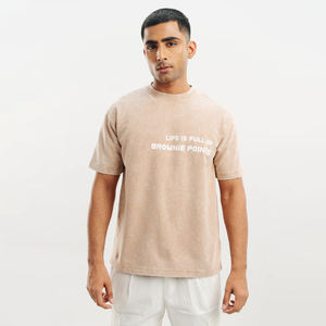 เสื้อยืดคอกลมผ้าฝ้าย100% โอเวอร์ไซส์สำหรับผู้ชายเสื้อยืดลำลองทรงโอเวอร์ไซส์ออกแบบโลโก้ได้ตามต้องการ - Product Image 1