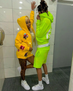 Applique Embroidered Distressed <b>Patch</b> Hoodie Acid Wash Vintage Hoodies <b>Shorts</b> Set 2 Piece <b>Short</b> Set for <b>Men</b> Custom Logo - Product Image 4