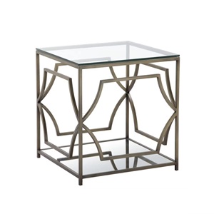 Muebles modernos hechos a mano, mesa auxiliar cuadrada de Metal con parte superior de vidrio transparente utilizada para sala de estar, sala de estar, hogar y oficina - Product Image 3