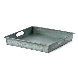 Fancy Design Silver Galvanized Metal <b>Round</b> <b>Serving</b> <b>Tray</b> With Handle for Home & Wedding Tabletop Food <b>Serving</b> <b>Trays</b> - Product Image 5