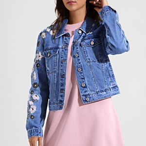 2025 Nueva chaqueta vaquera de invierno informal elegante para mujer con transpirable de secado rápido 100% algodón botón personalizado Color a prueba de decoloración - Product Image 3