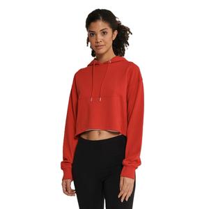 Sweat-shirt à capuche décontracté pour femme, pull court, couleur unie, respirant, manches longues, coupe ample, logo sur le devant - Product Image 4