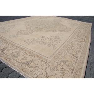 Tapis turc 9,2 x 12,6 pieds, tapis oriental vintage en laine beige - Product Image 3