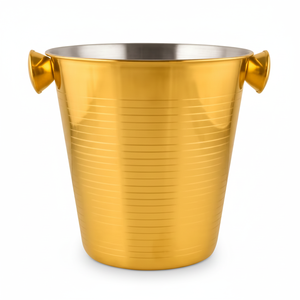 Cubo de Hielo Clásico de Acero Inoxidable de Diseño Sostenible para Fiestas, Cubo de Metal Redondo para Uso - Product Image 1