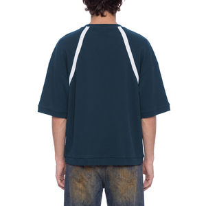 T-shirt unisexe à blocs de couleur en tissu gaufré - Haut décontracté pour les loisirs - Product Image 6