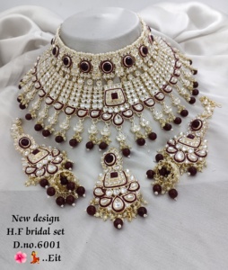 Conjunto de joyas chapadas en oro Kundan tradicional indio y conjunto de collar de cobre para mujeres y niñas accesorios indios joyería Mujer - Product Image 3