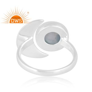 Anillo de plata de ley fina superventas, piedra preciosa de Larimar Natural, diseño de media luna, joyería personalizada para mujer, regalo para ella - Product Image 4